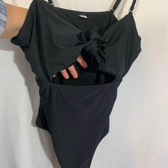WOMAN’S one piece bathing suit. Size XL. Black. Cute cut out. Bow is adjustable. - Picture 2 of 8